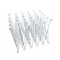 A white, collapsible frame for a pop-up display, featuring multiple interlinked sections arranged in an abstract pattern.