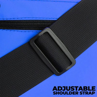 Rugged Xtremes blue and black crib bag with side pockets and striped panel and adjustable strap