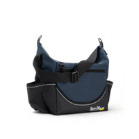 Navy and black rugged crib bag with adjustable strap and front pocket, ideal for outdoor adventures.
