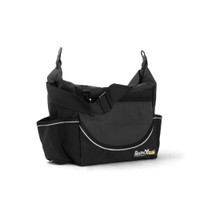 Black rugged crib bag with adjustable strap and front pocket, ideal for outdoor adventures.