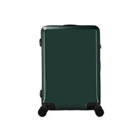 A green ABS business suitcase with wheels, featuring a sleek design and a branded logo.