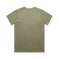 An olive green t-shirt with a classic cut, featuring a plain back and no visible designs or logos.