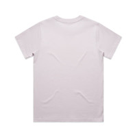 A light purple T-shirt with short sleeves and a plain back. It features a logo.
