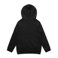 A black hoodie with a spacious hood and long sleeves, featuring a simple design and no visible logo.