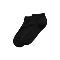 Black ankle socks in a pair, featuring a simple design and soft fabric. Suitable for casual wear.