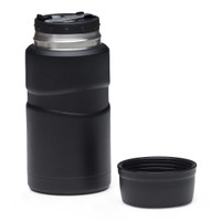 A black 750ml food jar with a twist-off lid, featuring a textured grip and a separate inner container.