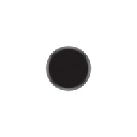 A food jar with a sleek black design and a round, smooth top. It has branding on the surface.