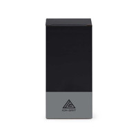 A food jar in sleek black and grey, featuring branding on the front.