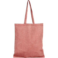 A recycled cotton twill tote bag in a light red colour, featuring sturdy handles and a simple design.