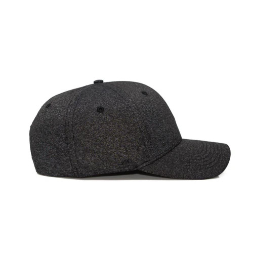 Dark grey baseball cap side view on white background.