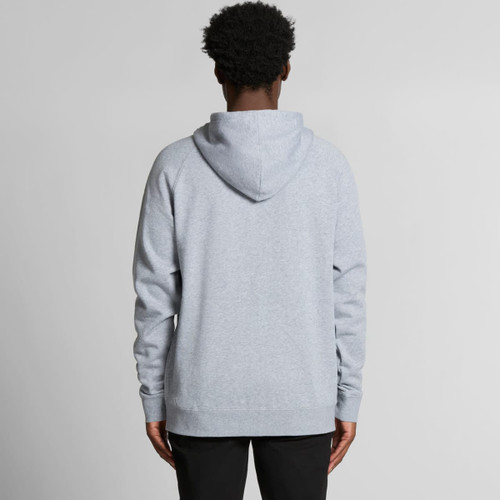 A grey zip hoodie featuring a large hood and long sleeves, with a branding logo on the back. A grey zip hoodie featuring a large hood and long sleeves, with a branding logo on the back.