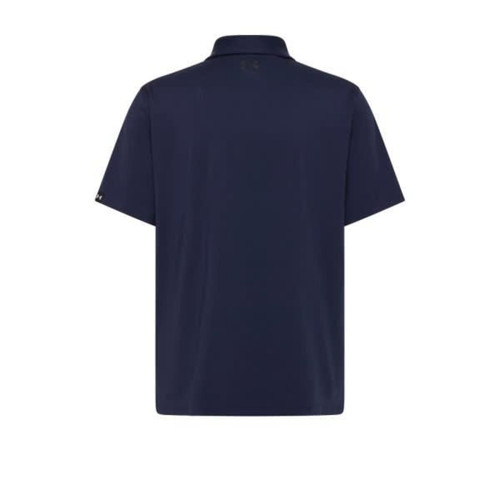 A men’s navy polo shirt with a simple design and a logo on the back. Suitable for casual or corporate wear.
