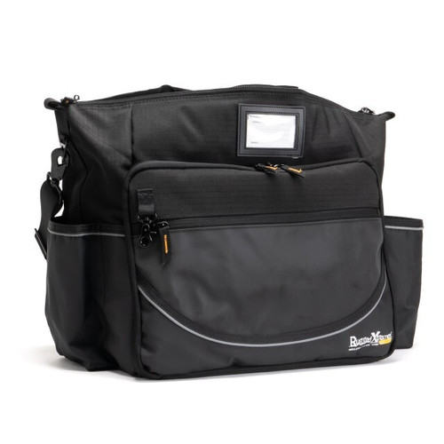 Black modern messenger bag with adjustable strap and exterior pocket, ideal for travel and daily use.