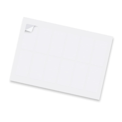 A matte sticker sheet featuring a rectangular layout with multiple blank stickers in white.