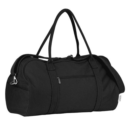 A black duffel bag with a zippered pocket, sturdy handles, and a logo. Ideal for travel or gym use. A black duffel bag with a zippered pocket, sturdy handles, and a logo. Ideal for travel or gym use.