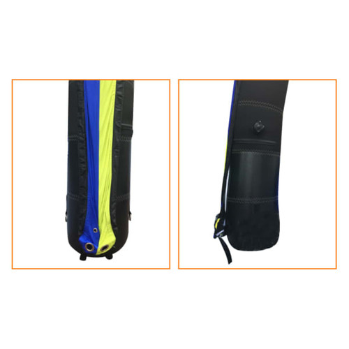 A black and yellow inflatable marquee with zippers and a valve for inflation or deflation. A black and yellow inflatable marquee with zippers and a valve for inflation or deflation.