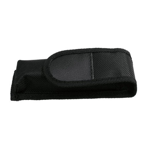 A black protective pouch designed for the Trekk 300 Lumens Torch, featuring a secure fastening.
