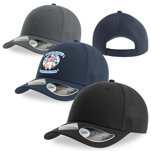 A collection of caps in dark grey, navy blue, and black, featuring various designs and a logo. A collection of caps in dark grey, navy blue, and black, featuring various designs and a logo.