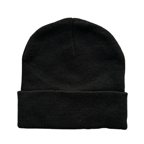 Black coloured recyled beanie with cuff