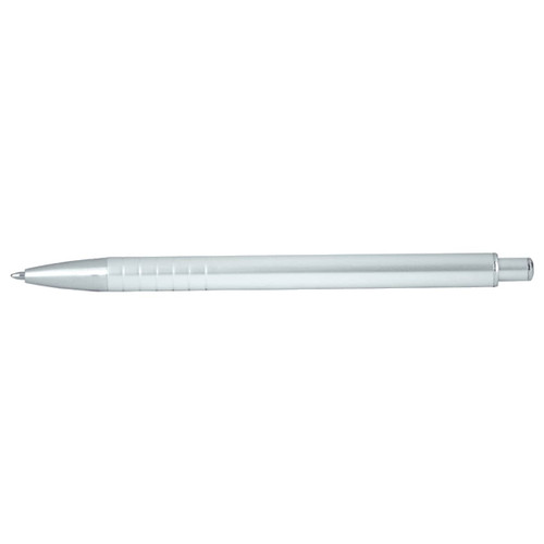 A white Molero Click Action Ballpoint Pen with a sleek design and a branded logo. A white Molero Click Action Ballpoint Pen with a sleek design and a branded logo.