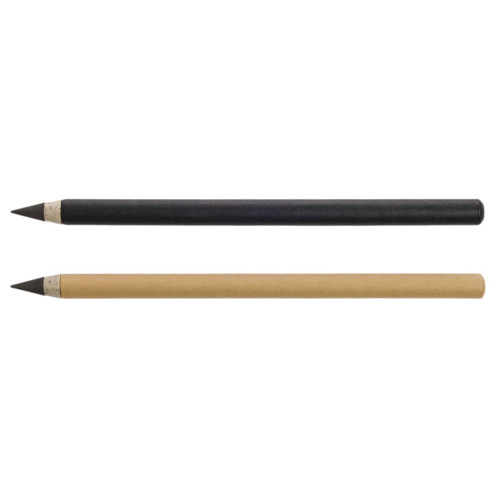 Two inkless pens: one black and one brown with a pointed tip, displaying a simple and sleek design. Two inkless pens: one black and one brown with a pointed tip, displaying a simple and sleek design.