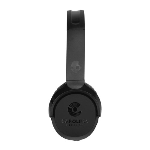 Wireless headphones in black with a sleek design and logo on the earcup. Wireless headphones in black with a sleek design and logo on the earcup.
