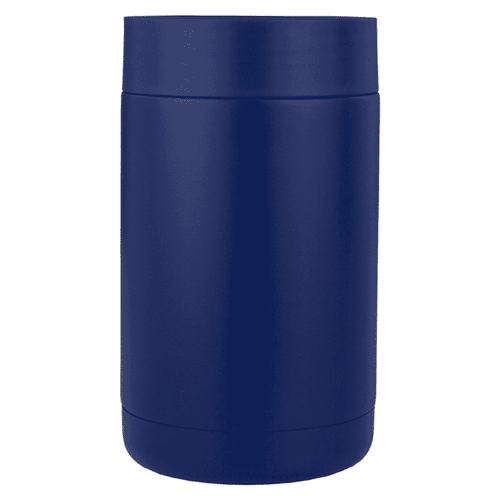 A navy blue drink holder with a sleek, smooth finish, featuring a branding logo. A navy blue drink holder with a sleek, smooth finish, featuring a branding logo.