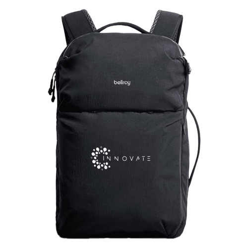 A black backpack with adjustable straps and a logo on the front. Features a sleek, modern design. A black backpack with adjustable straps and a logo on the front. Features a sleek, modern design.