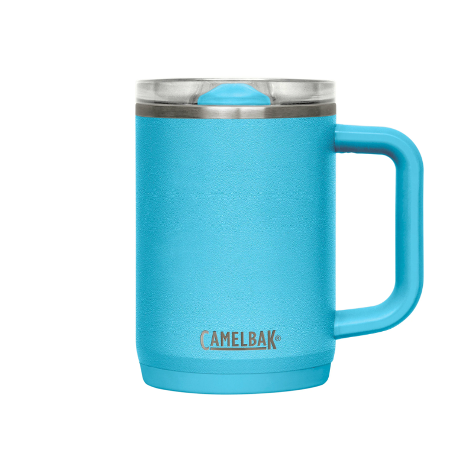 Arctic Blue CamelBak coffee mug with lid, insulated travel cup.