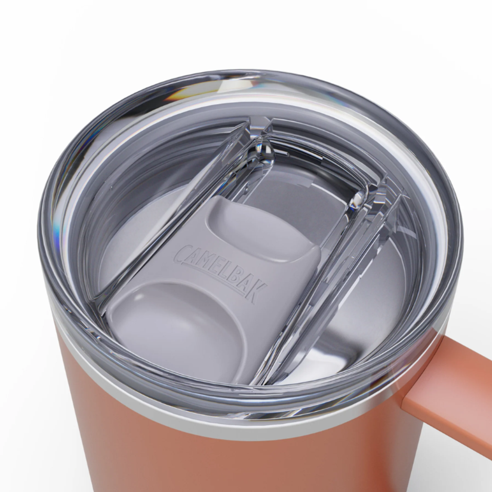 CamelBak travel mug with a spill-proof lid and sleek design.CamelBak travel mug with a spill-proof lid and sleek design.
