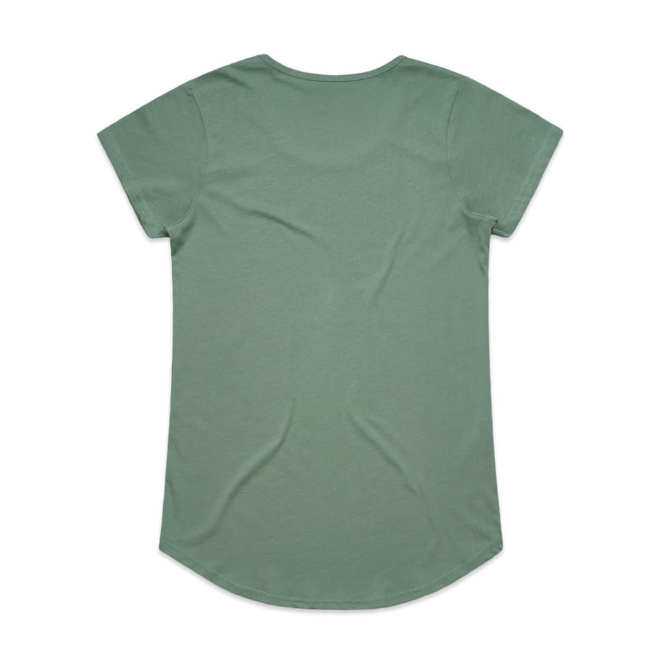 A green T-shirt with short sleeves and a rounded hem. The back is plain with no visible logos or designs.