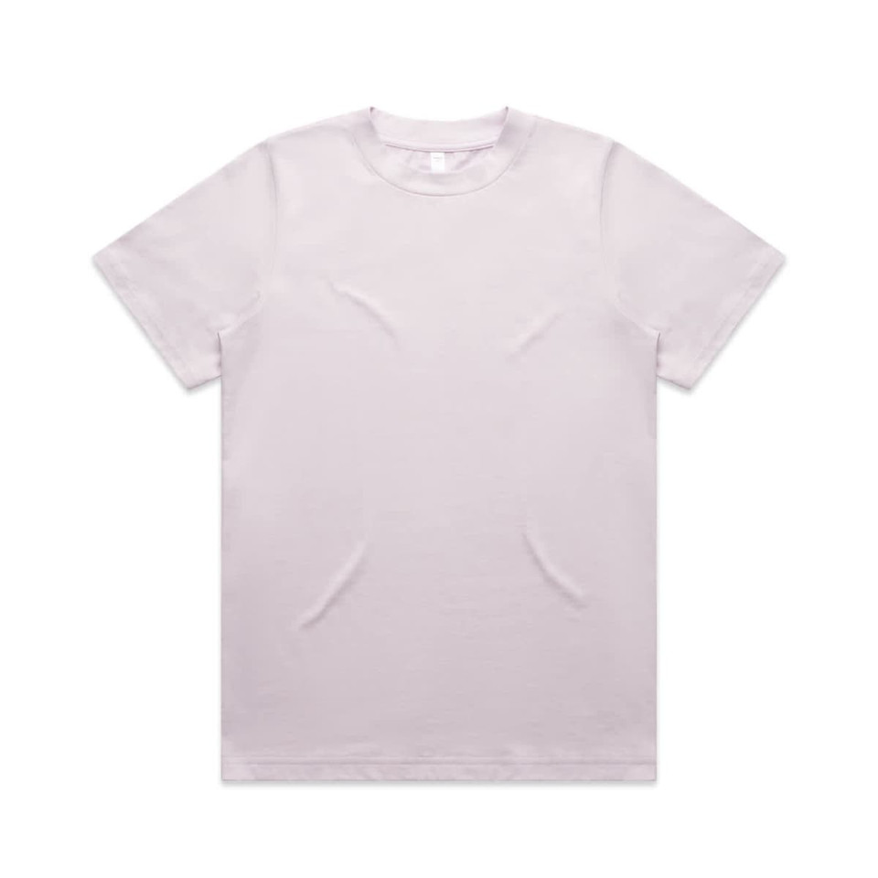 A light pink t-shirt featuring a classic crew neck design and an unembellished front. It has a logo on the label.