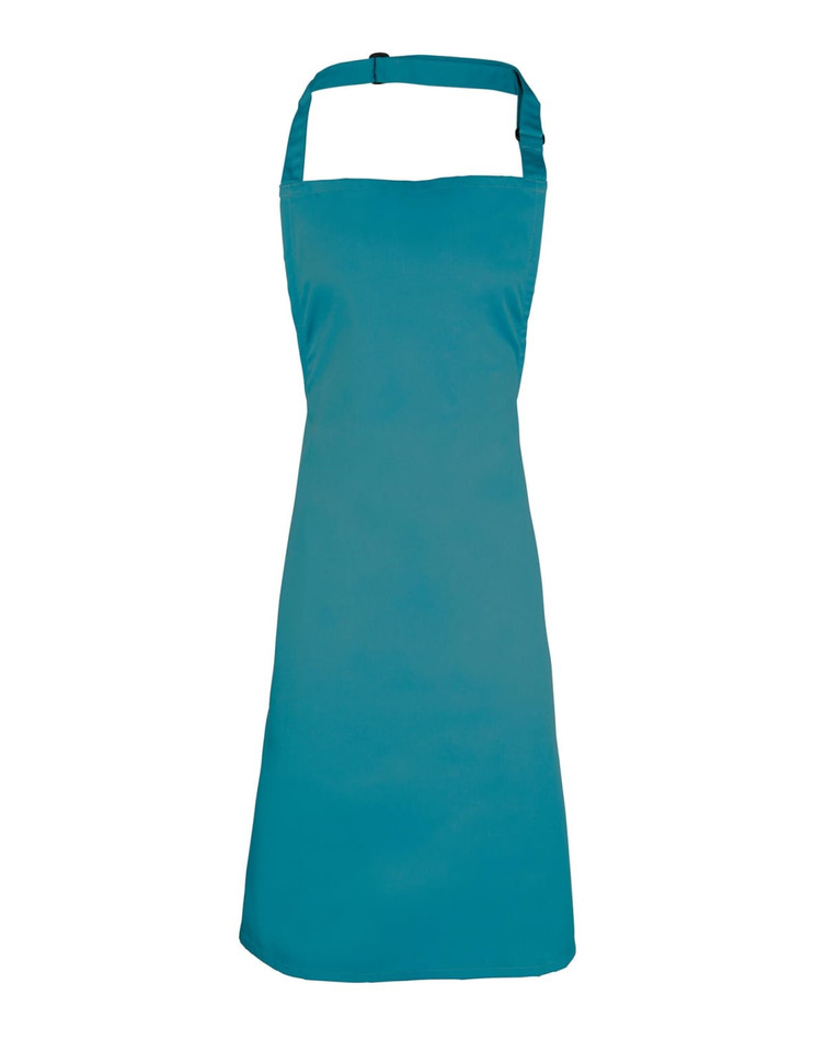A teal bib apron with a neck strap, designed for chefwear and uniforms. It features a simple, solid colour design.