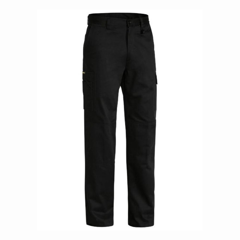 Black cargo pants for men with multiple pockets.