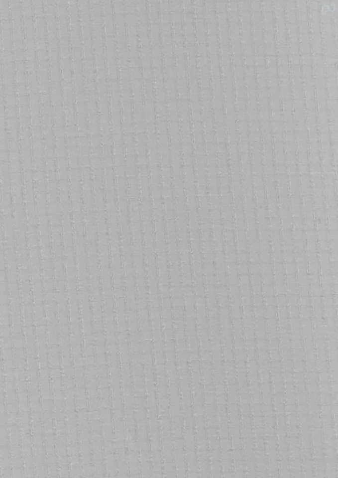 A light grey long sleeve button-up shirt with textured fabric and a logo.