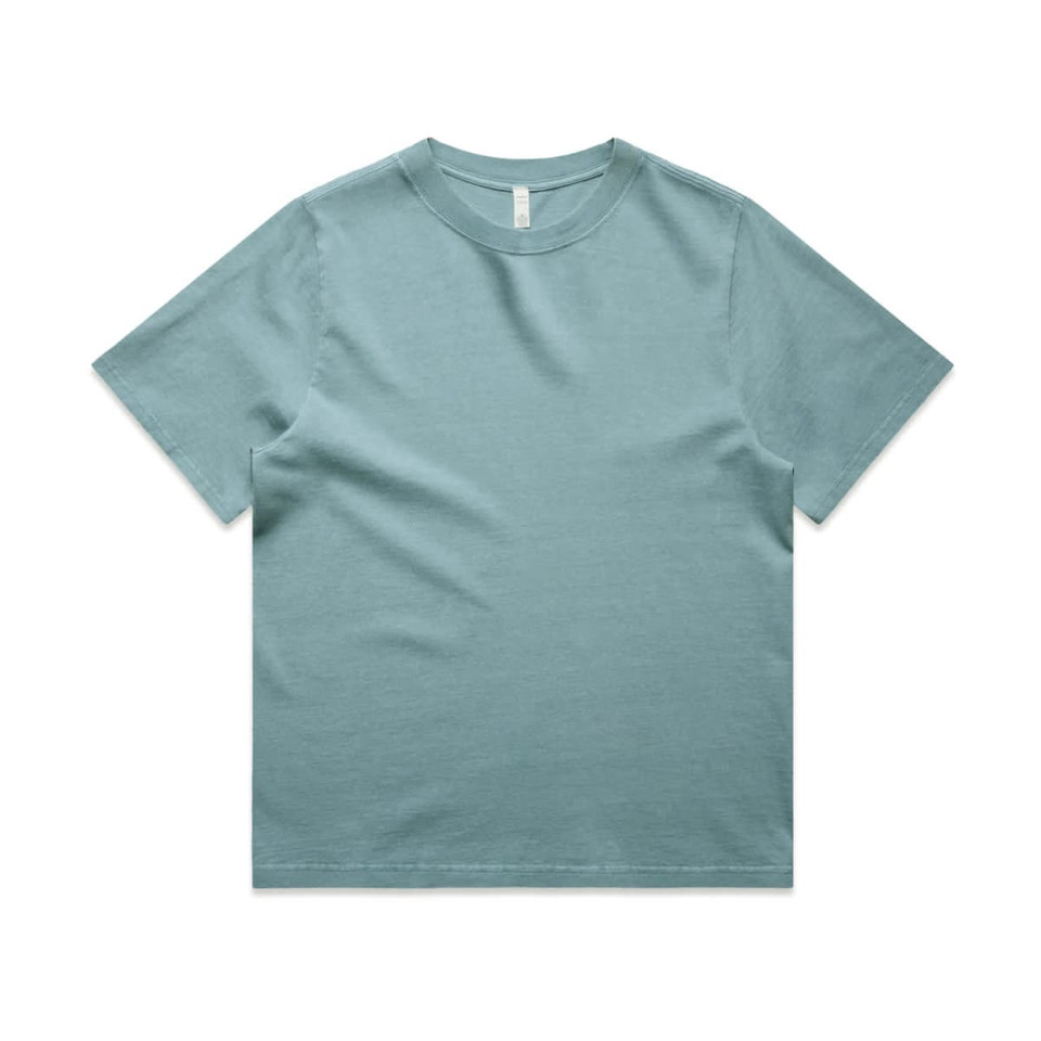 A heavy faded tee in a soft blue colour, featuring a classic crew neck and short sleeves.