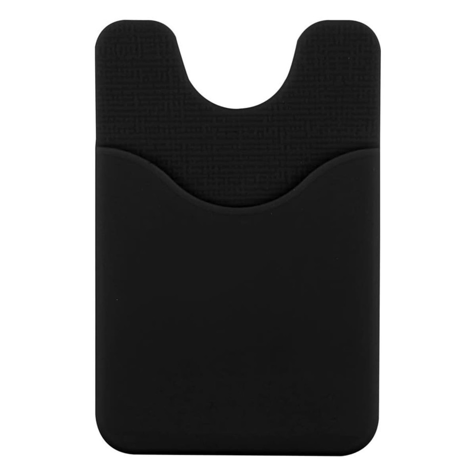 A black Smart Wallet with a textured design, featuring a pocket for cards and a cut-out at the top.