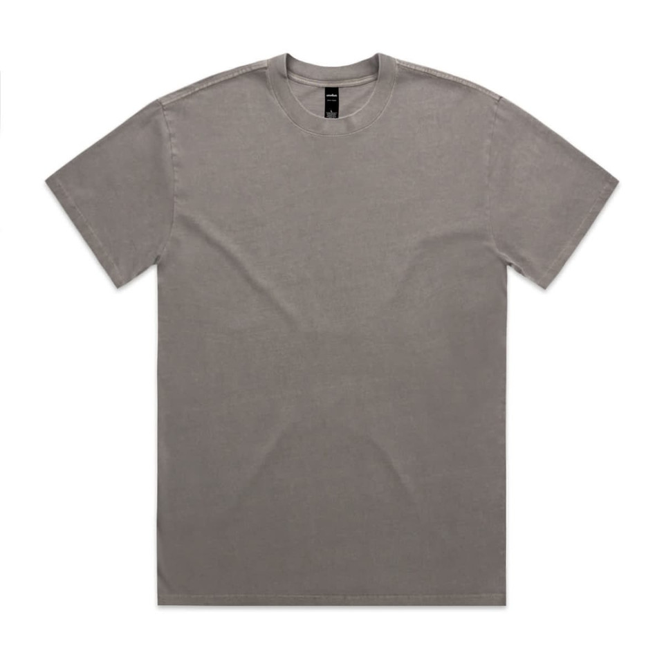 A grey Heavy Faded Tee with a round neckline and short sleeves. The shirt features a logo.
