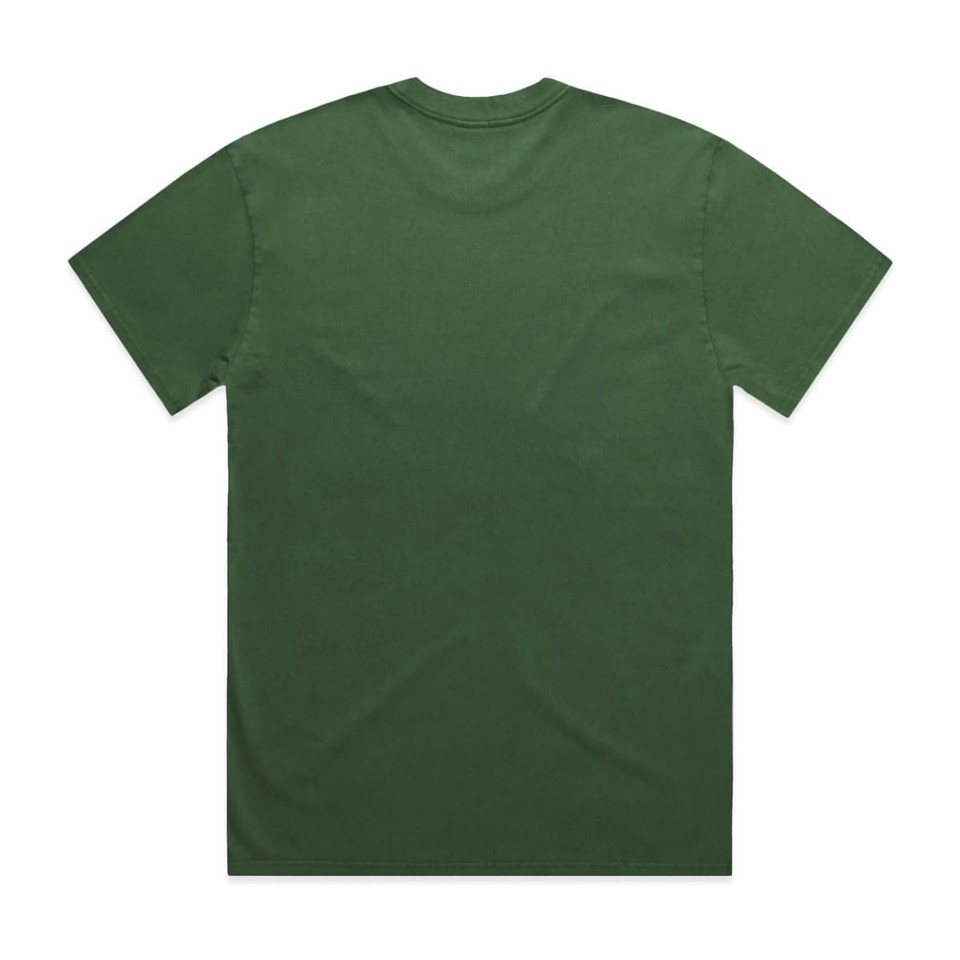 A heavy faded tee in a solid dark green colour, featuring a plain back with no visible branding.