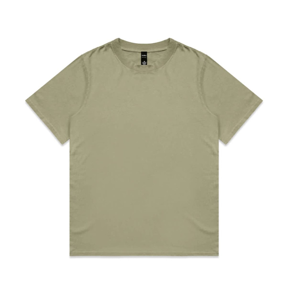 A Heavy Faded Tee in a muted olive green colour, featuring a plain design and a visible brand label.