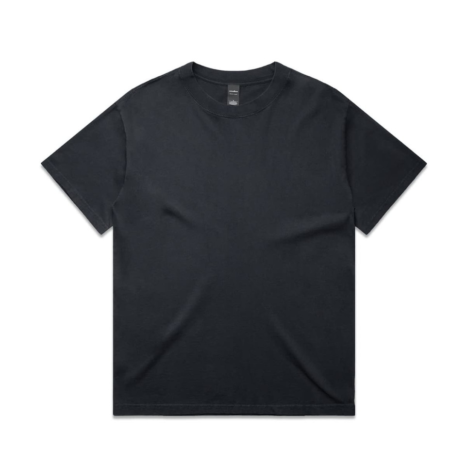 A black T-shirt with a simple design and short sleeves, featuring a logo.