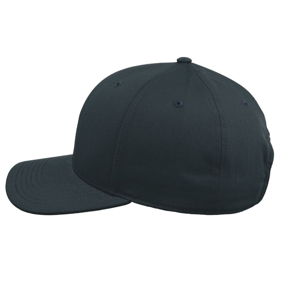 A dark green classic six-panel cap with a curved brim and a logo on the side.