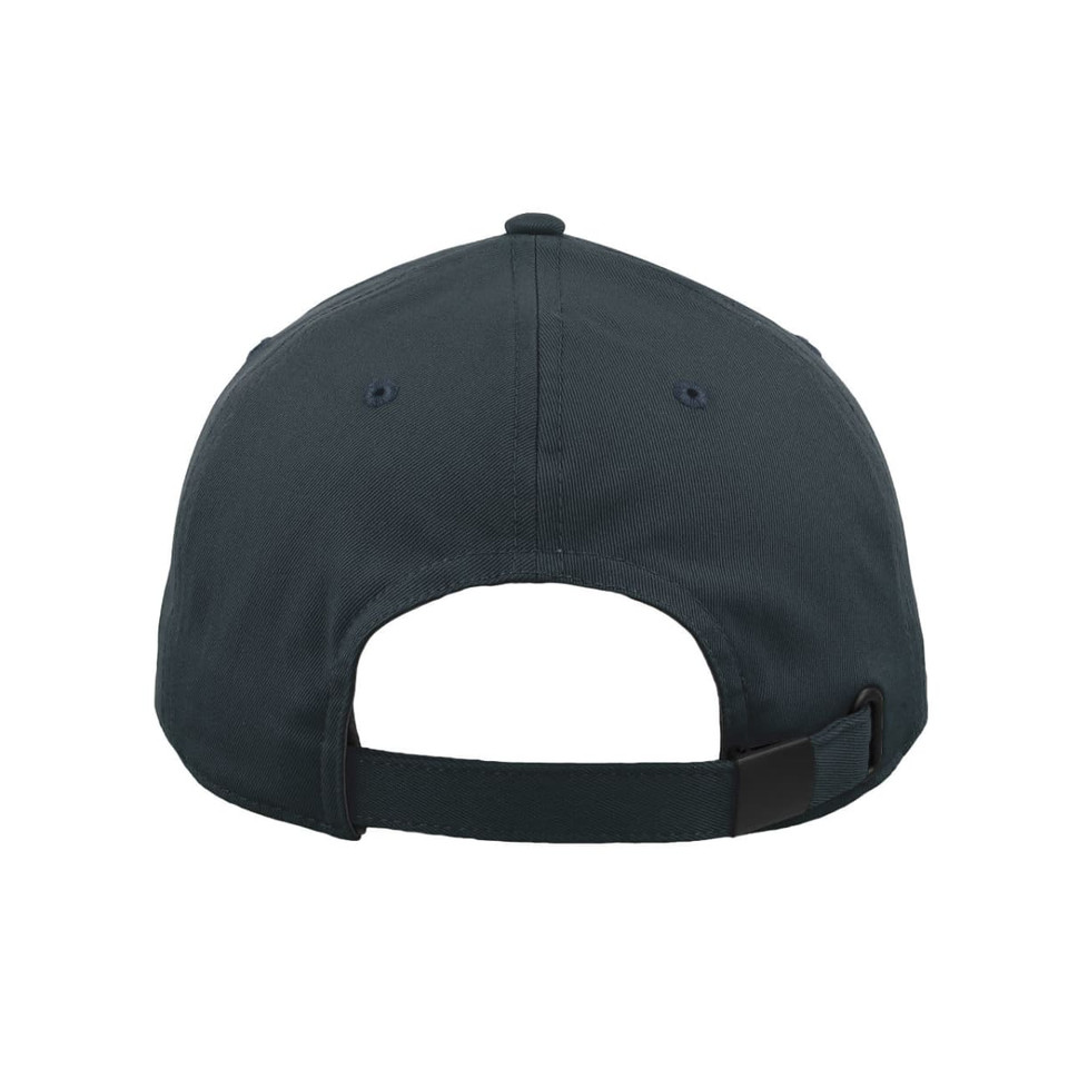 A dark green classic 6 panel cap featuring an adjustable strap at the back and a logo.