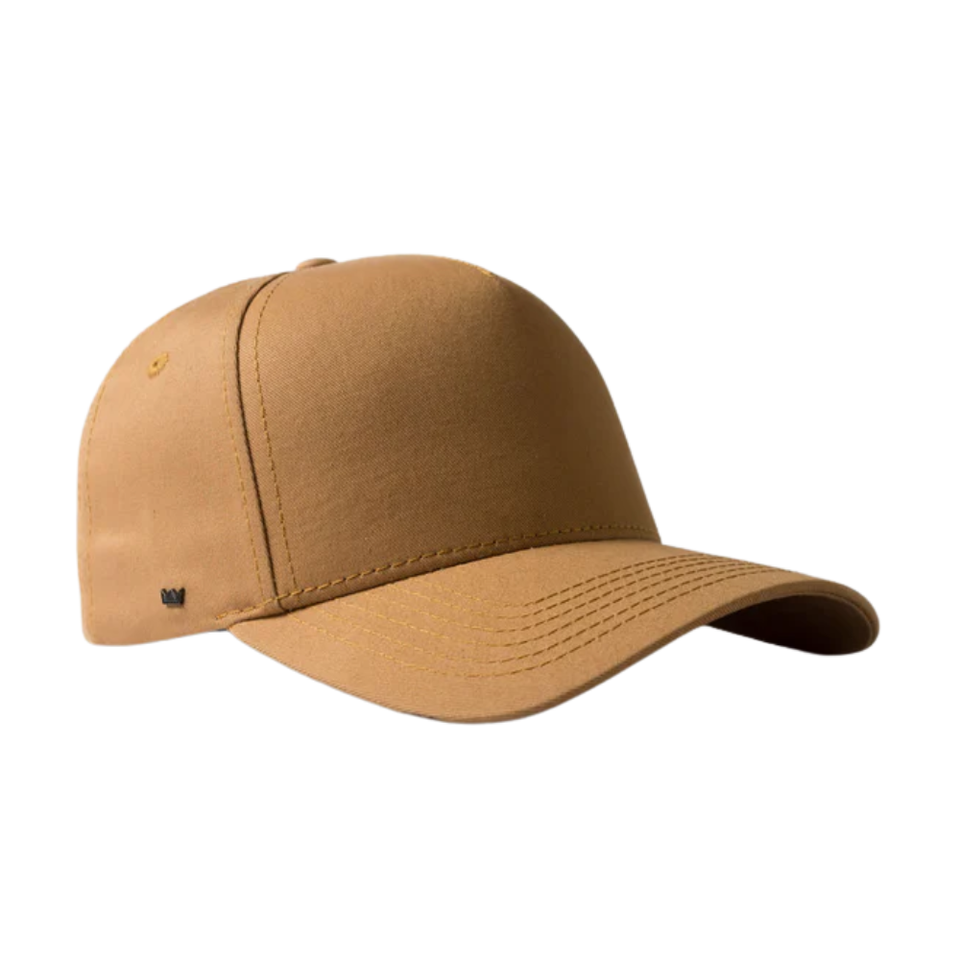 Brown baseball cap with a curved brim and minimalistic design.
