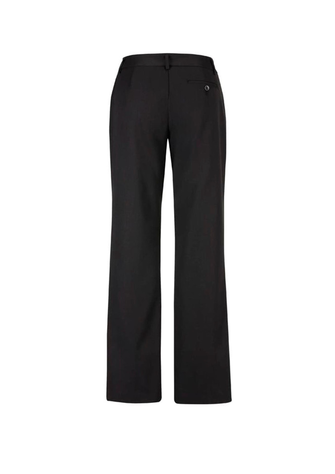 Relaxed fit women's pants in black, featuring a back pocket and waistband. Includes branding detail.