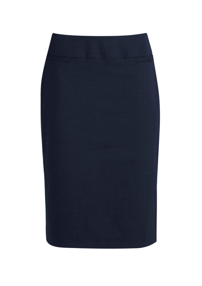 A navy blue lined skirt with a relaxed fit and a smooth finish, featuring a simple waistband and no visible logos.