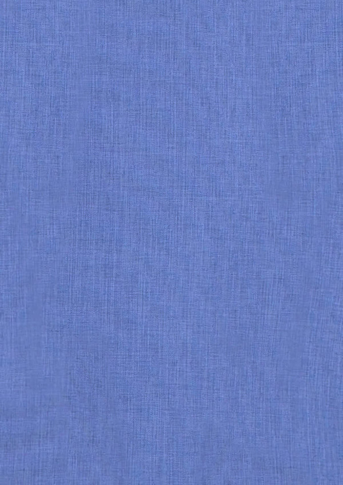A women's 3/4 sleeve shirt in a soft blue fabric with a textured appearance. It features a logo on the design.