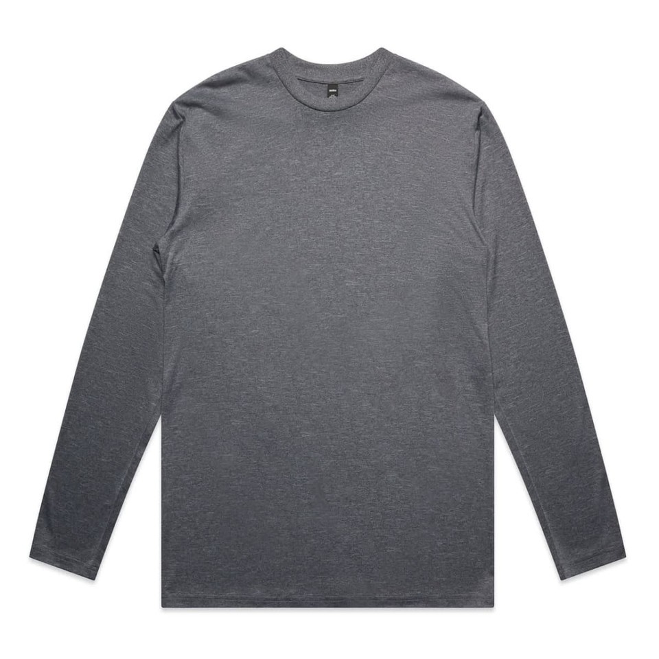 A long-sleeve t-shirt in a solid dark grey colour, featuring a simple design and a logo.
