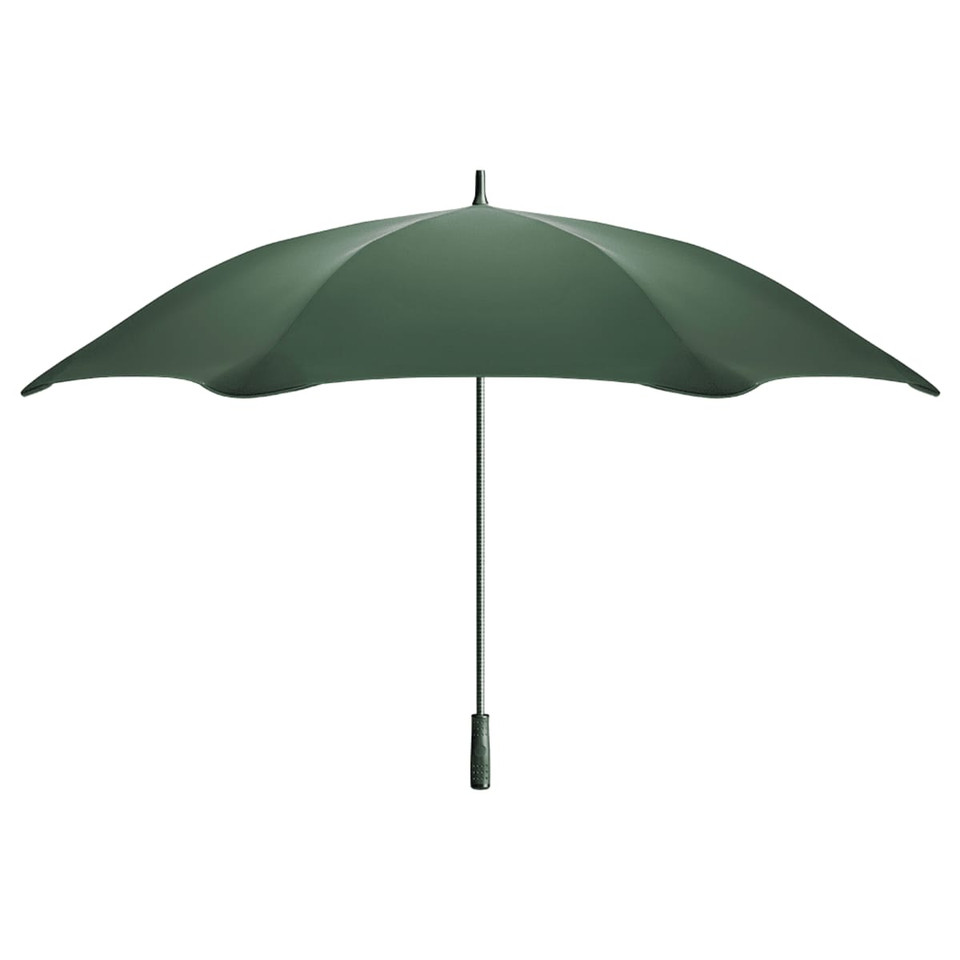 A green BLUNT Sport Umbrella with a sturdy canopy and a sleek grey handle, featuring a branding logo.