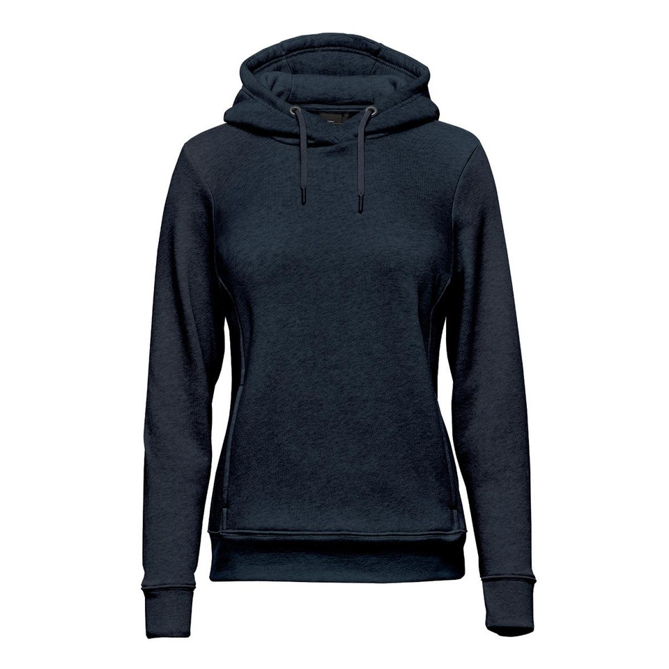 Women's Monashee Fleece Pullover Hoody in dark grey with a hood and a discreet logo.